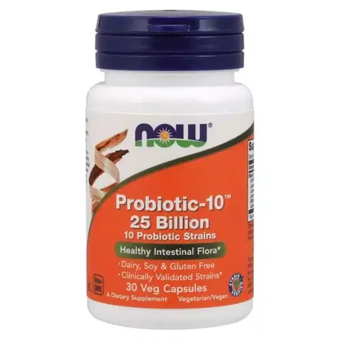 Probiotiká a tráviace enzýmy Now ProBiotic-10 25 miliárd CFU 100 kaps.