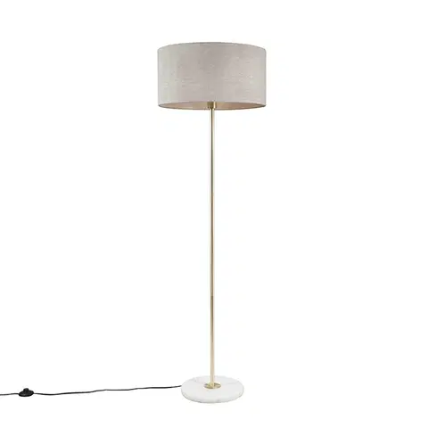 Stojace lampy Stojacia lampa mosadz so sivým odtieňom 50 cm - Kaso