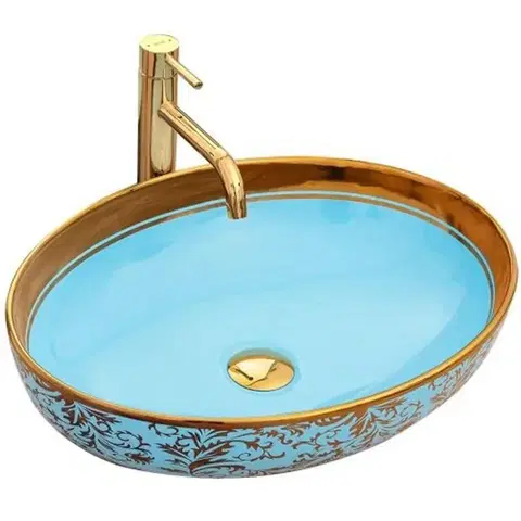 Sanitárna keramika Umývadlo na dosku Margot Blue/Gold