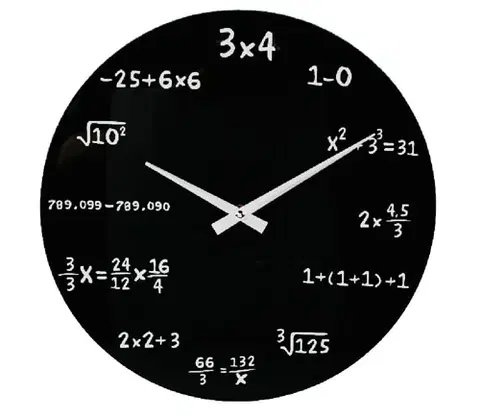 Hodiny Matematické hodiny sklenené 35cm