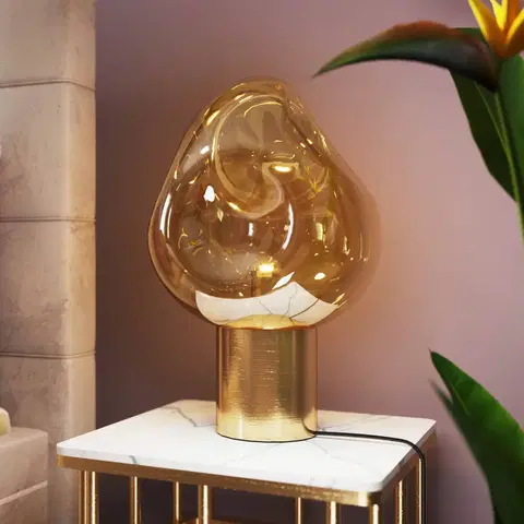 Lampy na nočný stolík KARE Stolová lampa KARE Dough so skleneným tienidlom, zlatá
