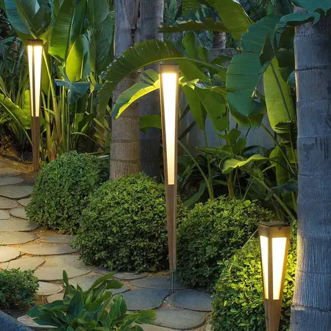Solárne svetlá so senzorom pohybu Les Jardins Solárna baterka Tecka LED so senzorom, 120 cm, teakové drevo