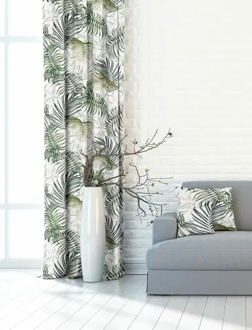Závesy Záves dekoračný alebo látka, OXY Palmové listy, zelené, 150 cm 150 cm