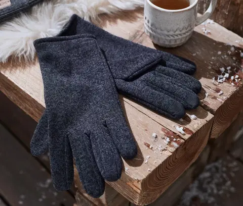 Gloves & Mittens Rukavice z pleteného flísu, tmavomodré s melírom
