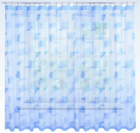Záclony Záclona žakárová, Geometria metráž, modrá 160 cm