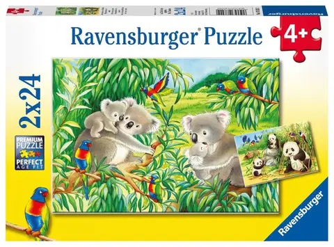 Hračky puzzle RAVENSBURGER - Roztomilé Koaly A Pandy 2X24 Dielikov