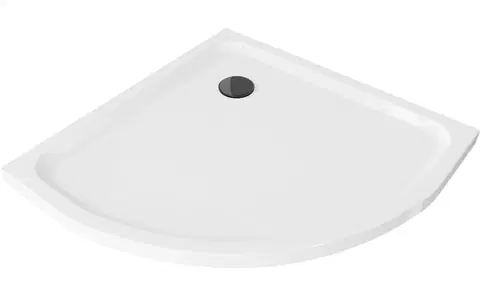 Vane MEXEN/S - Flat sprchová vanička štvrťkruhová slim 100 x 100 cm, biela + čierny sifón 41101010B