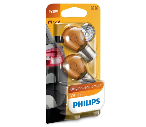 Žiarovky Philips SADA 2x Autožiarovka Philips VISION 12496NAB2 PY21W BAU15s/21W/12V 