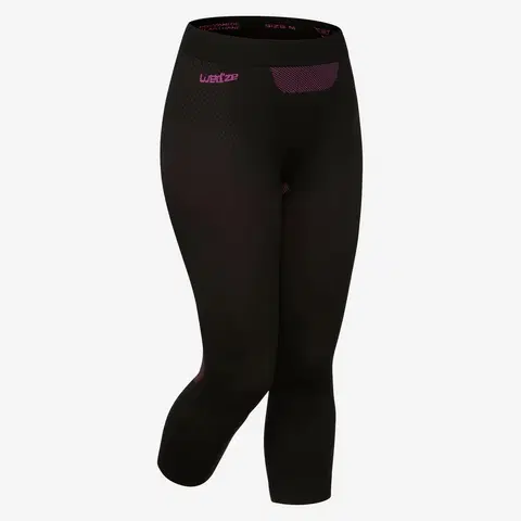 nohavice Dámske lyžiarske spodné nohavice BL580 I-Soft bezšvové čierno-fialové