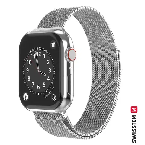 Príslušenstvo k wearables Swissten Milanese Loop remienok pre Apple Watch 38-40, strieborná