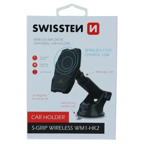 Držiaky na mobil Swissten magnetický držiak do auta S-Grip WM1-HK2 s bezdrôtovým nabíjaním 65010604