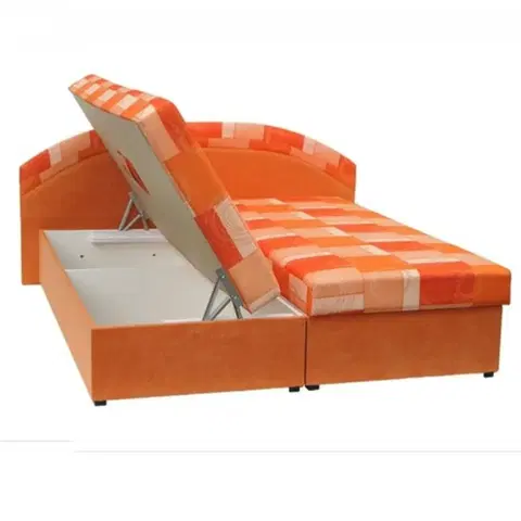 Postele Manželská posteľ, pružinová, oranžová/vzor, KASVO