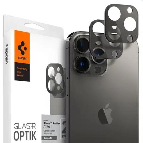 Puzdrá na mobilné telefóny Spigen ochranné sklo na fotoaparát pre iPhone 13 Pro, 13 Pro Max, grafitová AGL04035