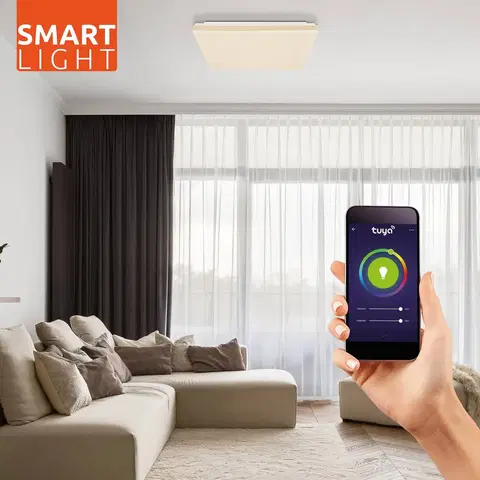 SmartHome stropné svietidlá Globo Stropné LED Ully smart Tuya CCT drevený vzhľad