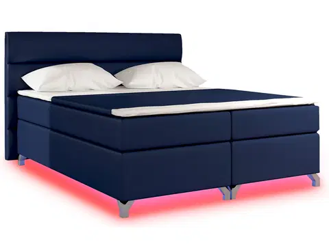 Postele NABBI Avellino 180 čalúnená manželská posteľ s úložným priestorom modrá