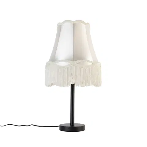 Stolove lampy Klasická stolná lampa čierna s tienidlom Granny cream 30 cm - Simplo