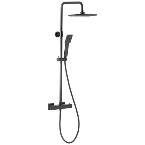 Sprchové súpravy a sety Logon Black sprchovy system s funkcia dažďovej sprchy s termostatickým miešačom