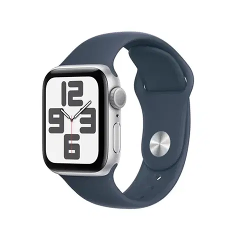 Inteligentné hodinky Apple Watch SE GPS 40mm strieborná , hliníkové puzdro so športovým remienkom burková modrá - S/M
