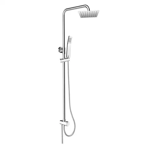 Kúpeľňové batérie MEREO MEREO - Sprchový set s tyčou, hadicou, ručnou a tanier. hranatou sprchou, slim, nerez CB95001SS2