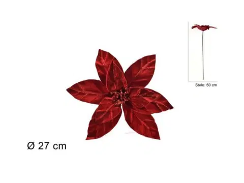 Vianočné dekorácie MAKRO - Ruža vianočná 50cm