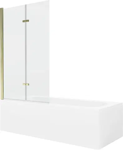 Sprchové dvere MEXEN/S - Vega obdĺžniková vaňa 180 x 80 cm s panelom + vaňová zástena 100 cm, transparent, zlatá 550118080X9210025000