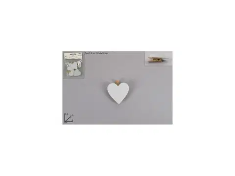 Bytové dekorácie (ostatné) MAKRO - Srdce na štipci 5cm 8ks