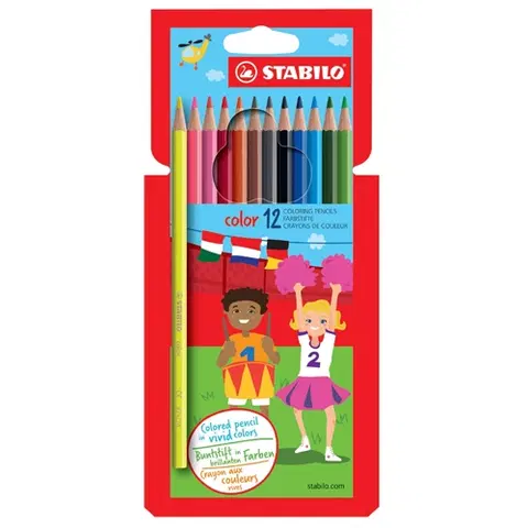 Hračky STABILO - Farebné ceruzky, šesť-hranné, STABILO, 12 rôznych farieb