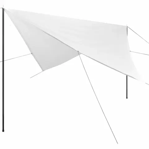 Stínící textilie Plachta proti slnku s tyčami štvorcová 4x4 m Biela