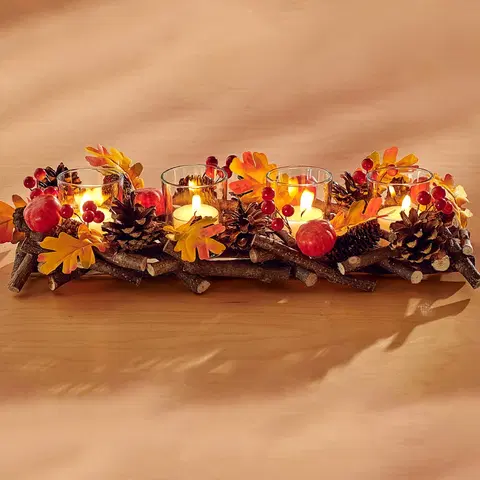 Drobné dekorácie a doplnky Svietnik na čajové sviečky "Jeseň"