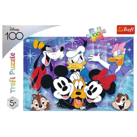 Hračky puzzle TREFL - Puzzle 100 dielikov - Vo svete Disney je veselo / Disney 100 Výročie