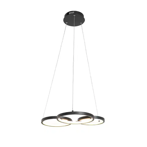 Zavesne lampy Závesné svietidlo čierne vrátane LED 3-stupňové stmievateľné 3-svetlo - Rondas