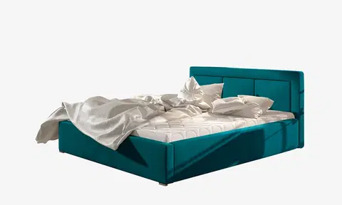 Postele NABBI Branco UP 160 čalúnená manželská posteľ s roštom tyrkysová