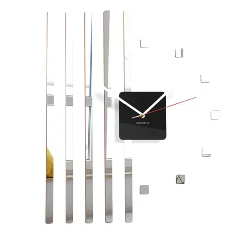 Hodiny Nástenné akrylové hodiny štvorce Flex z10b, 58 cm, strieborné zrkadlo