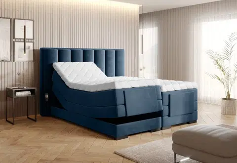 Boxspring Elektrická polohovacia boxspringová posteľ VERONA Eltap Lukso 40 - modrá