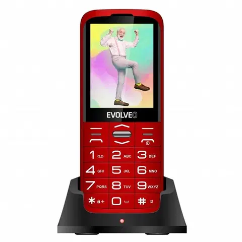 Mobilné telefóny Evolveo EasyPhone XO, mobilný telefón pre seniorov s nabíjacím stojanom, červený EP-630-XOR
