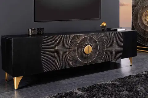 TV stolíky LuxD Dizajnový TV stolík Venetia 180 cm čierno-zlatý