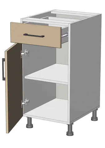 Kuchynské skrinky dolná skrinka so šuplíkom š.40, v.82, Modena LDD11S4082, grafit / biely mat