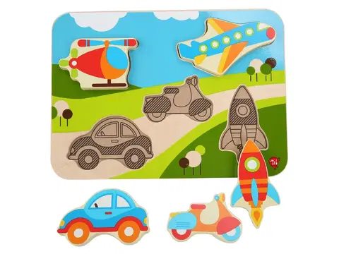 Drevené hračky LUCY & LEO - Dopravné prostriedky - puzzle 6 dielov