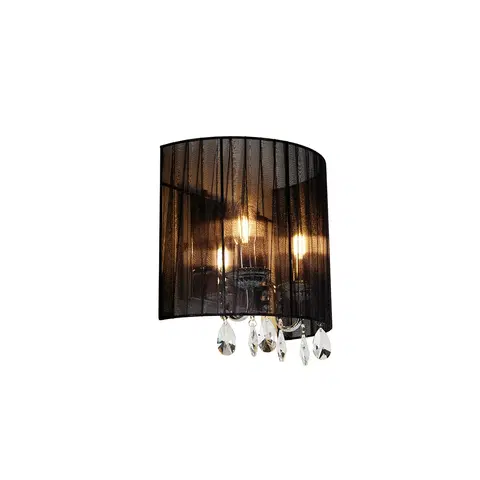 Nastenne lampy Klasické nástenné svietidlo chróm s čiernym tienidlom - Ann-Kathrin 2