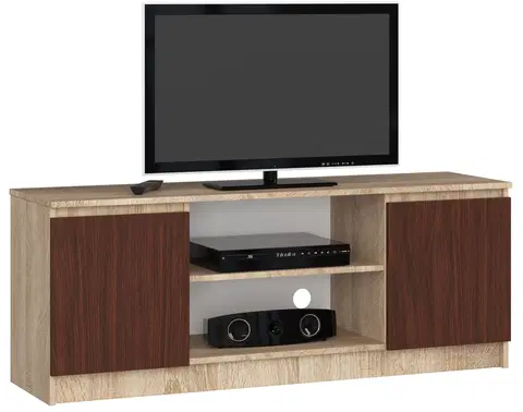 TV stolíky Dizajnový TV stolík ROMANA140, dub Sonoma / wenge