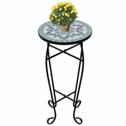 Záhradné stoly Mozaikový stolík na kvety keramika Dekorhome Zelená