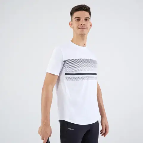bedminton Pánske tenisové tričko Essential s krátkym rukávom biele