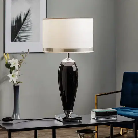 Stolové lampy Argon Stolová lampa Lund v bielej a čiernej, výška 60 cm