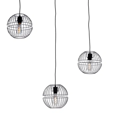 Zavesne lampy Moderne hanglamp zwart 3-lichts - Sphaera