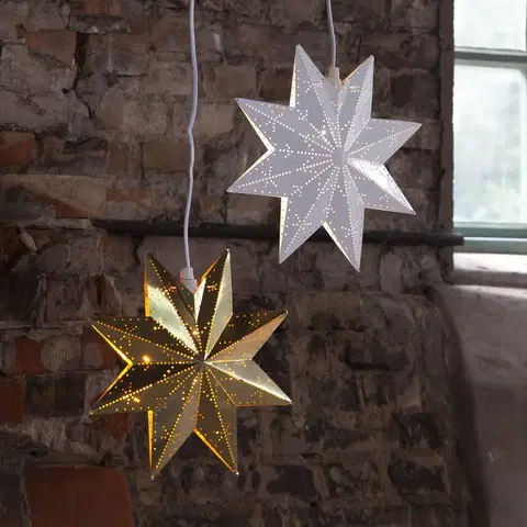 Vianočné svetelné hviezdy STAR TRADING Dekoračná hviezda Classic z kovu, biela