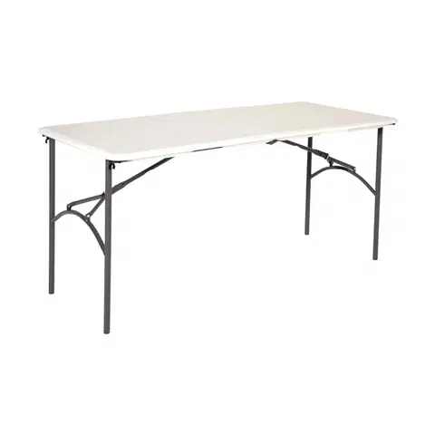 Záhradné stoly Skladací stôl 150 cm biela / čierna Dekorhome
