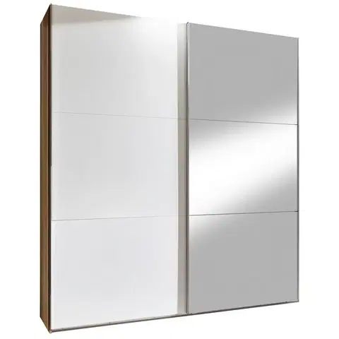 Šatníkové skrine s posuvnými dverami Šatníková Skriňa So Zrkadlom Level 36 A, Biela/dub