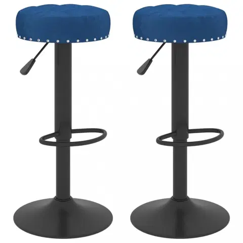 Barové stoličky Barové stoličky 2 ks zamat / kov Dekorhome Modrá