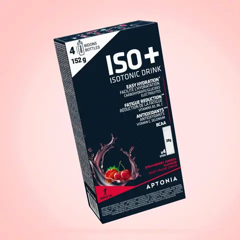 cyklistick Izotonický nápoj v prášku ISO+ jahodovo-čerešňový vo vrecúškach 4×38 g