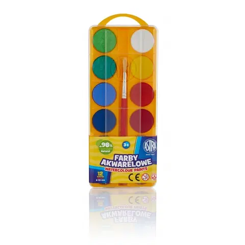 Hračky ASTRA - Vodové farby so štetcom priemer 30mm, 12 farieb, 83216904